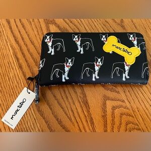 NWT Marc Tetro Zip Around Wallet with French Bulldogs on Black Wallet